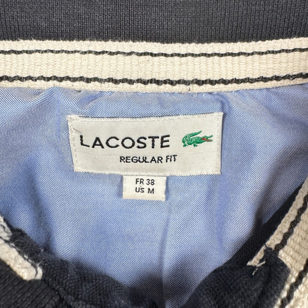 Y2K Lacoste Polo Shirt Women's Medium Black Preppy Croc Logo Casual Top - Picture 5 of 10